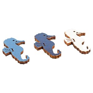 Deko-Seepferdchen "hobby time" Holz blau/weiß 4 cm 6 Stück