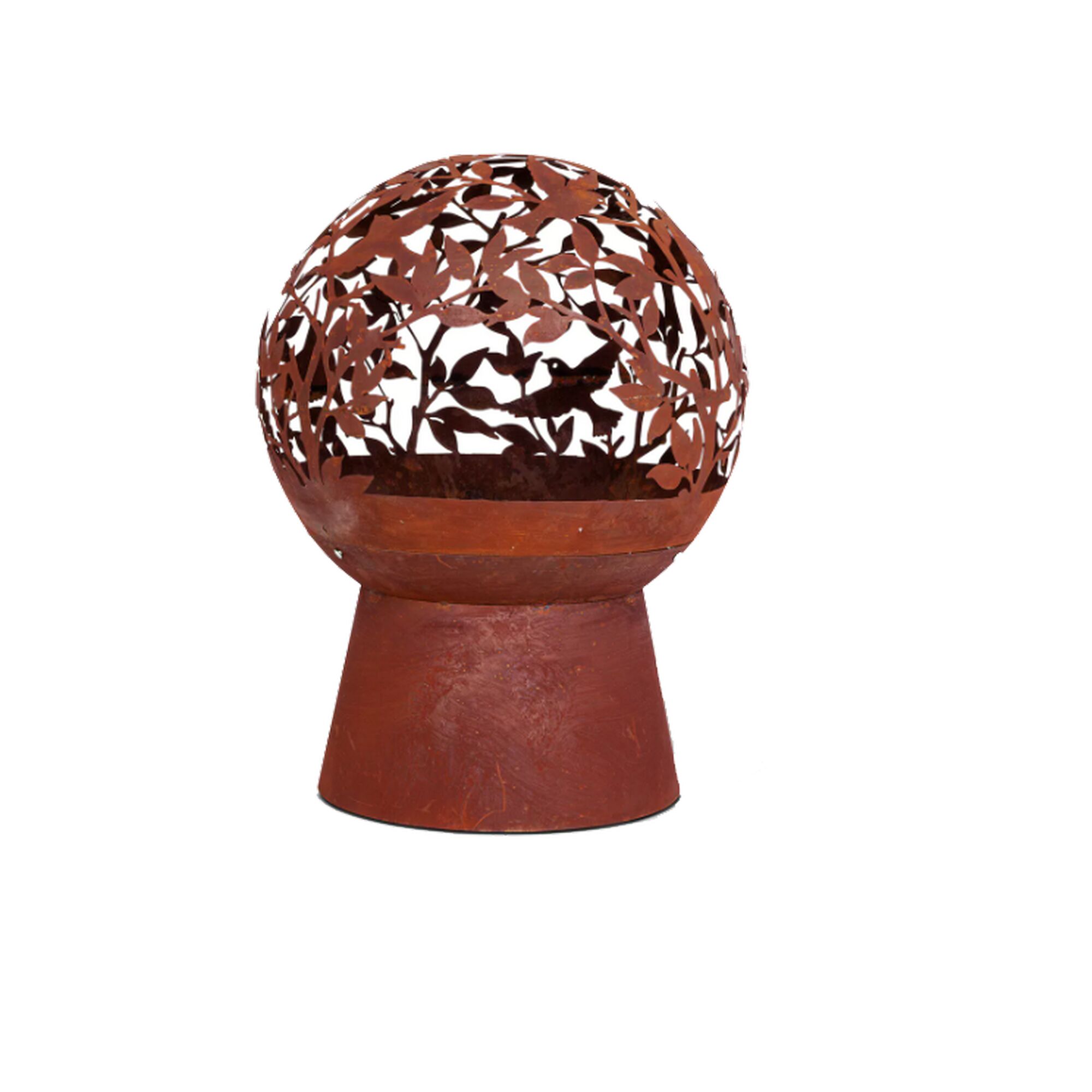 Rostige Feuerkugel mit Blattmuster.