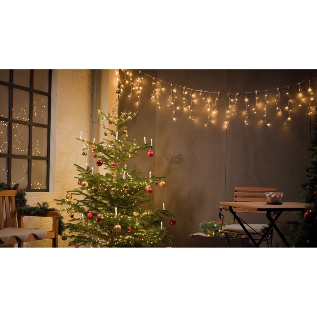 LED-Lichtervorhang 'Eisregen' 400 LEDs warmweiß 80 Stränge 950 cm