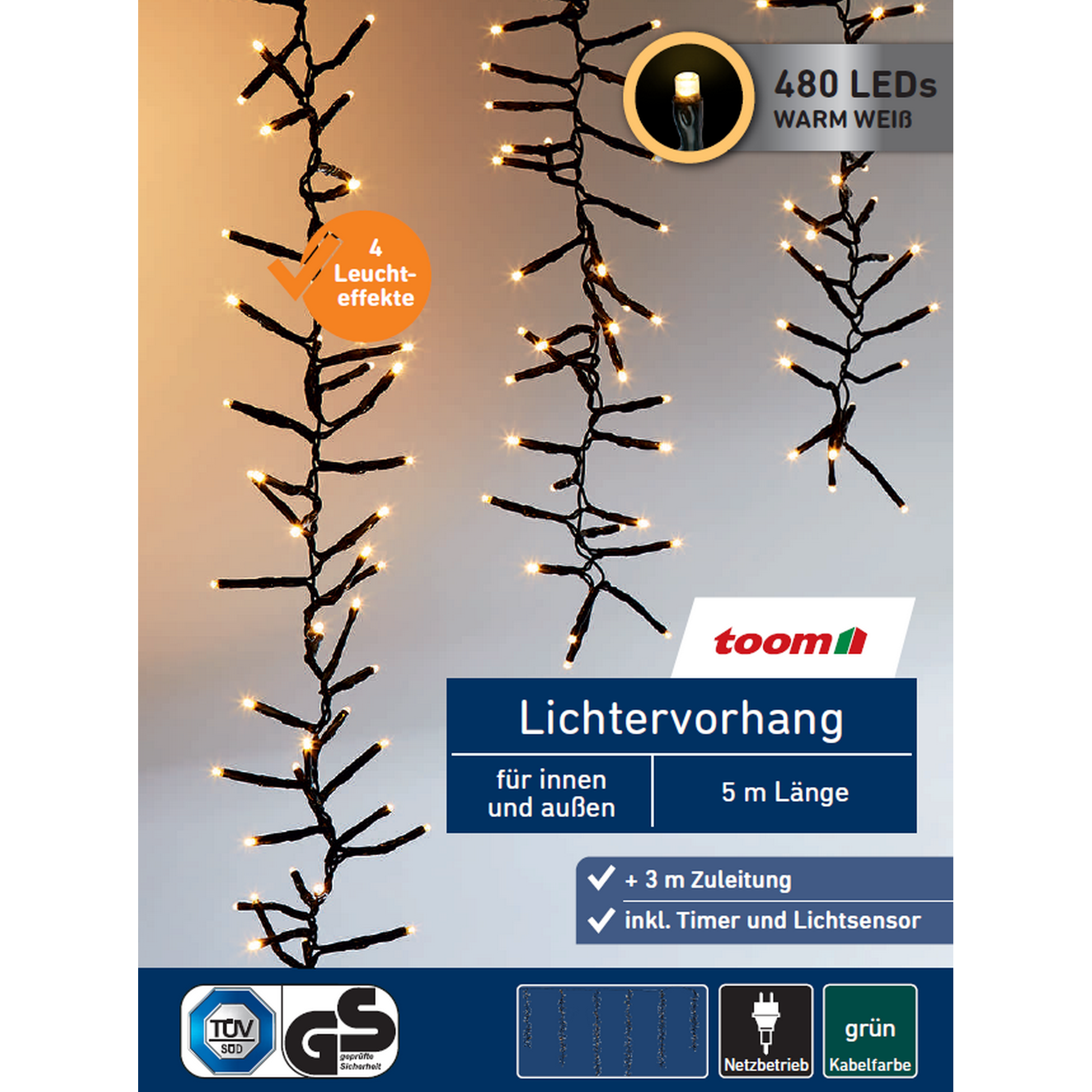 LED-Lichtervorhang 480 LEDs warmweiß 500 cm + product picture