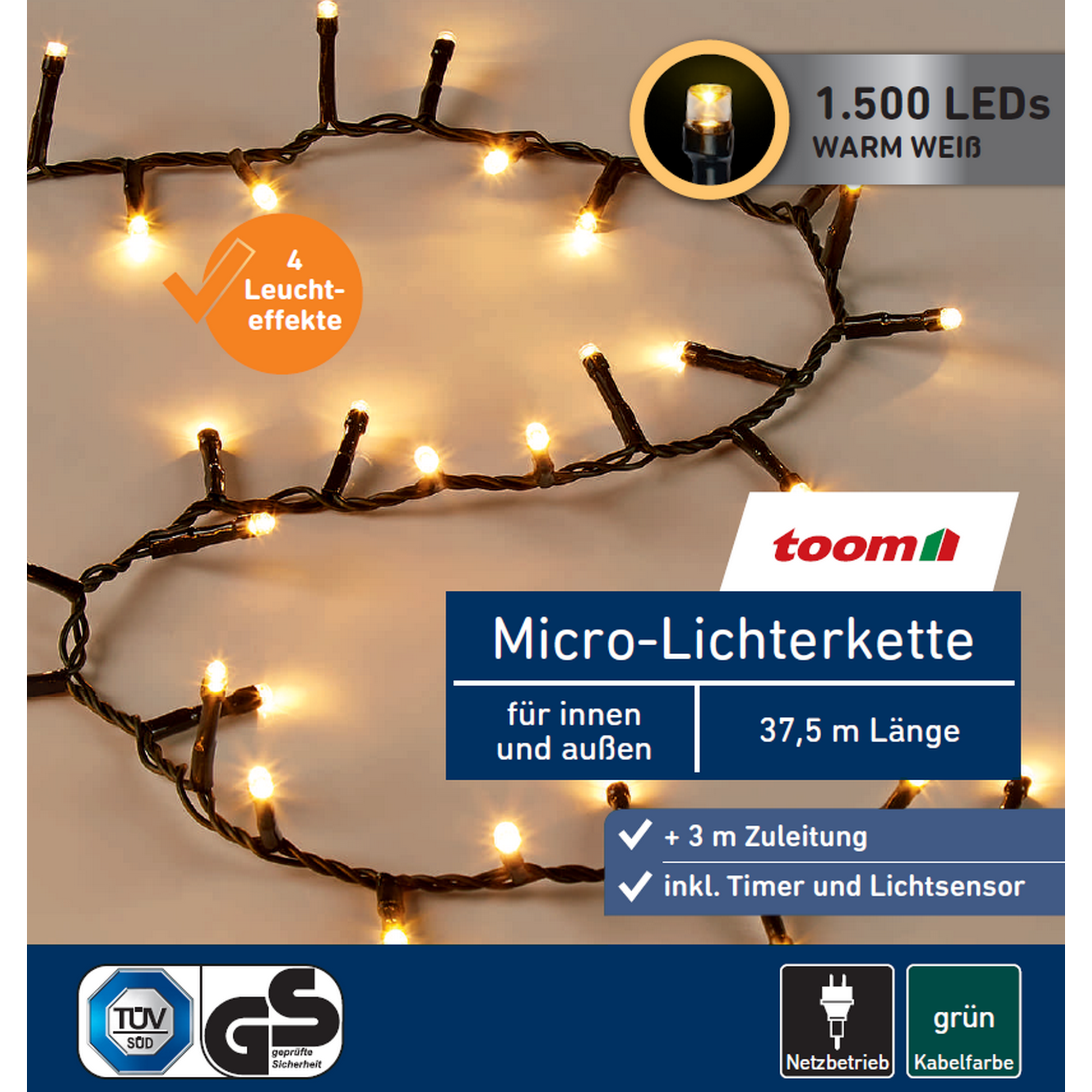 LED-Micro-Lichterkette 1500 LEDs warmweiß 3750 cm + product picture