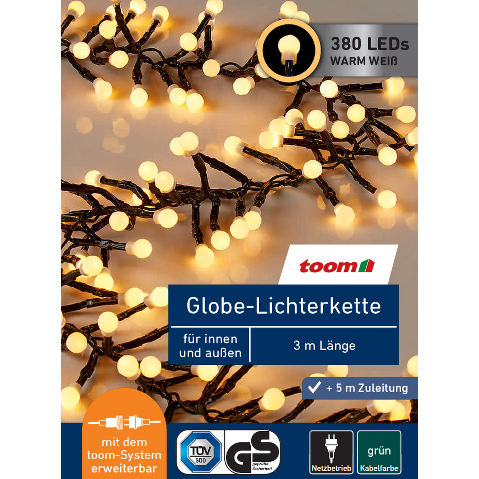 LED-Globe-Lichterkette 380 LEDs warmweiß 300 cm + product picture