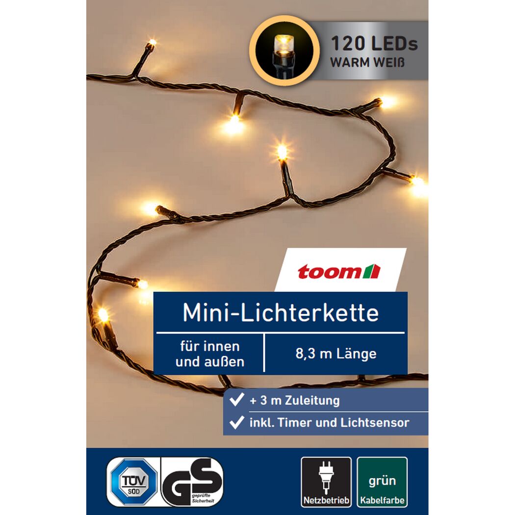 LED-Mini-Lichterkette 120 LEDs warmweiß 830 cm