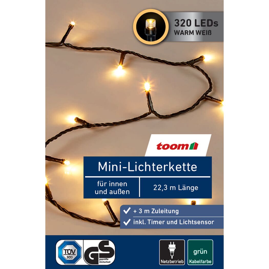 LED-Mini-Lichterkette 320 LEDs warmweiß 2230 cm