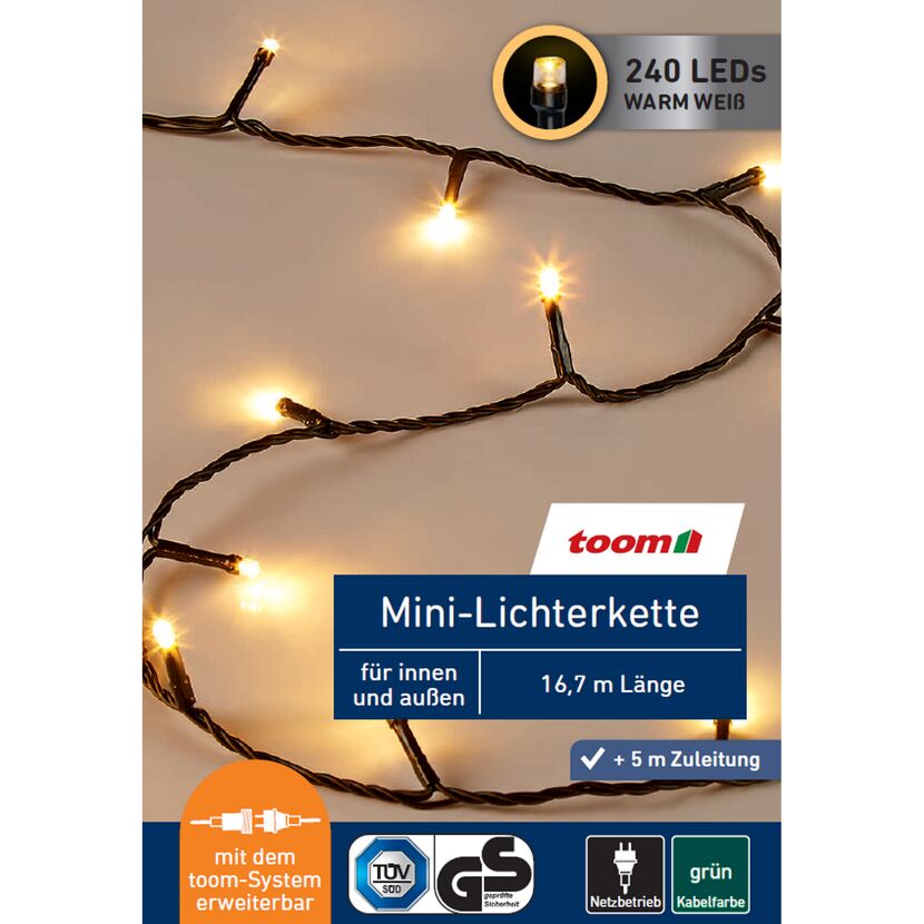 toom Mini-Lichterkette mit 240 LEDs warmweiß