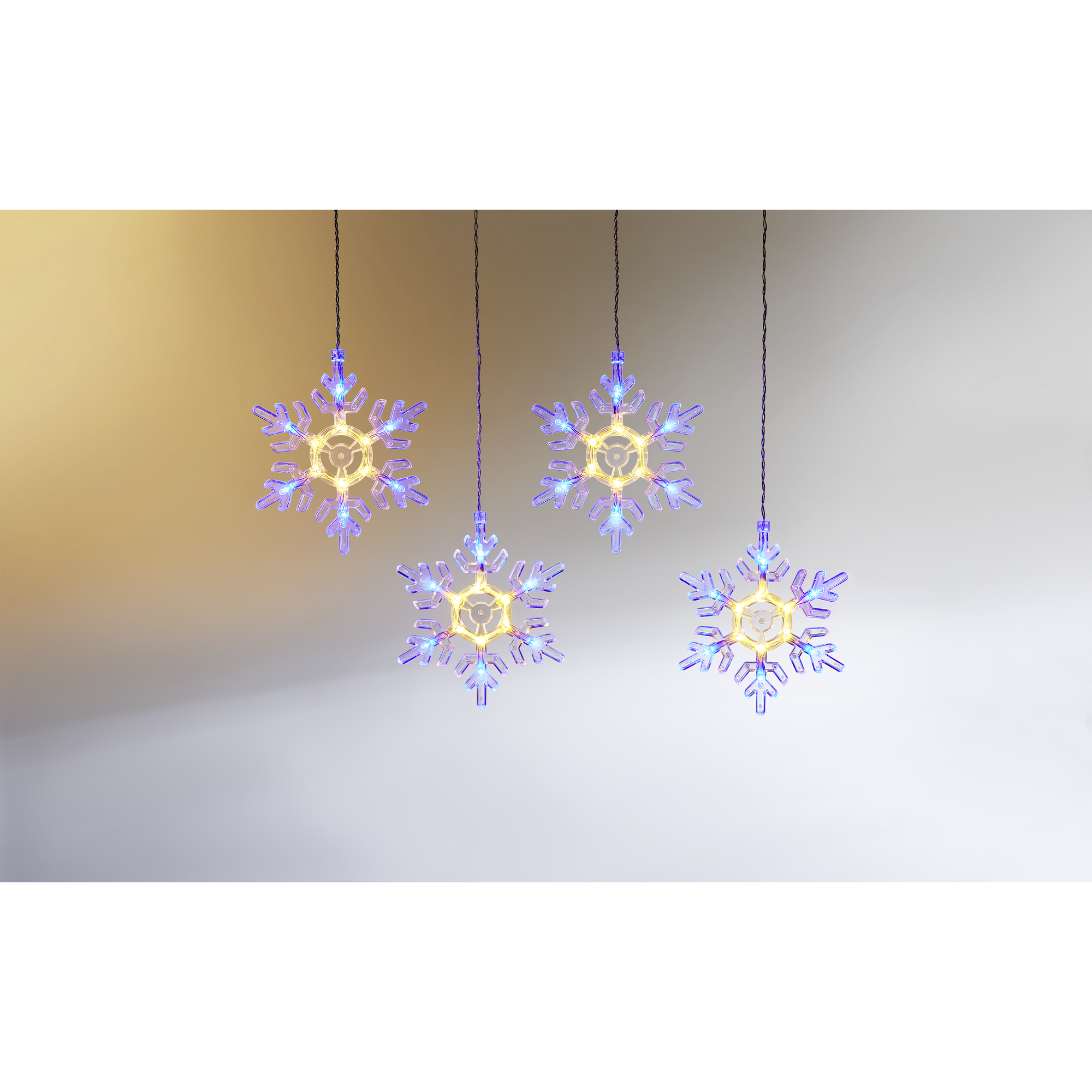 LED-Lichtervorhang 'Schneeflocke' 60 LEDs warmweiß/blau 120 cm + product picture