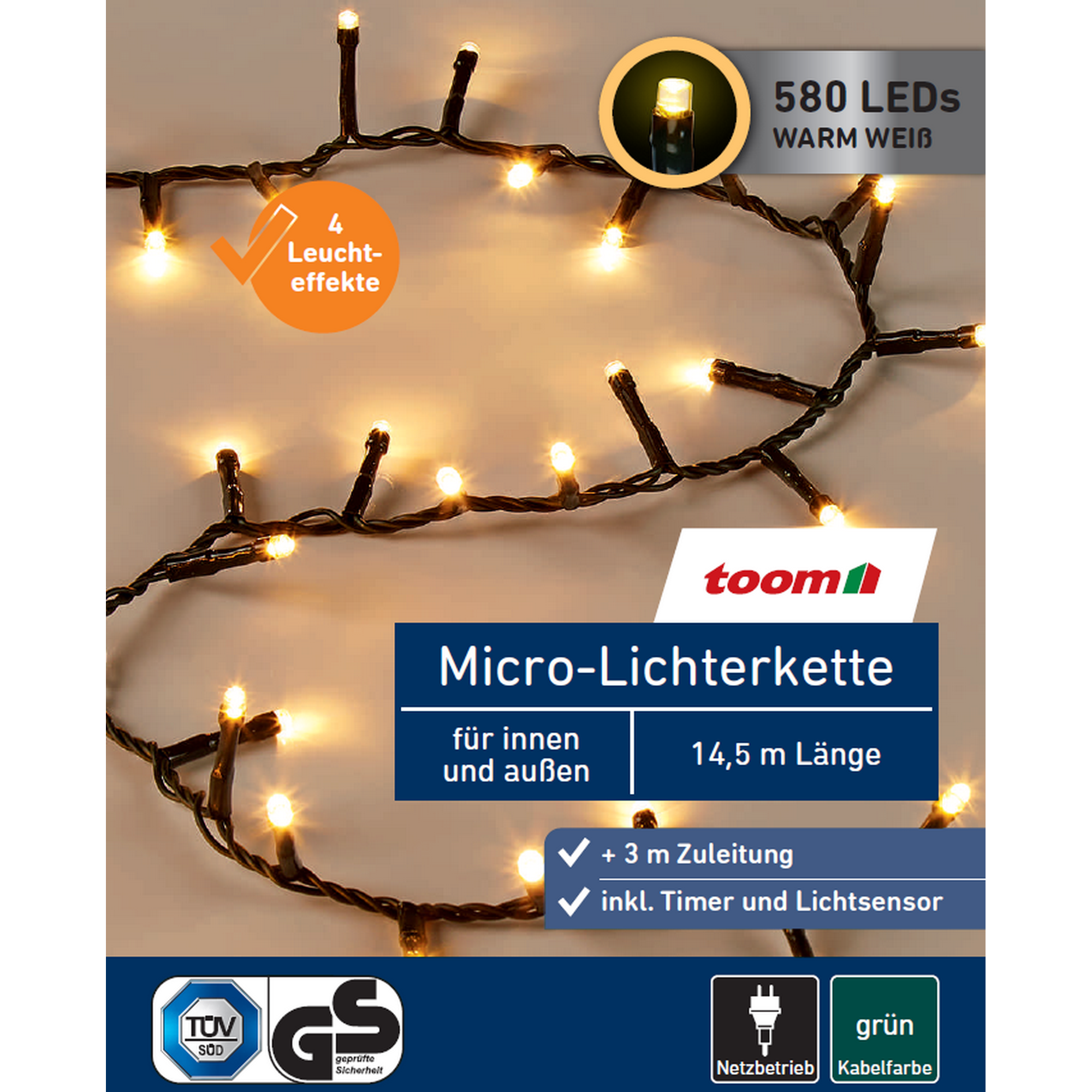 LED-Micro-Lichterkette 580 LEDs warmweiß 1450 cm + product picture