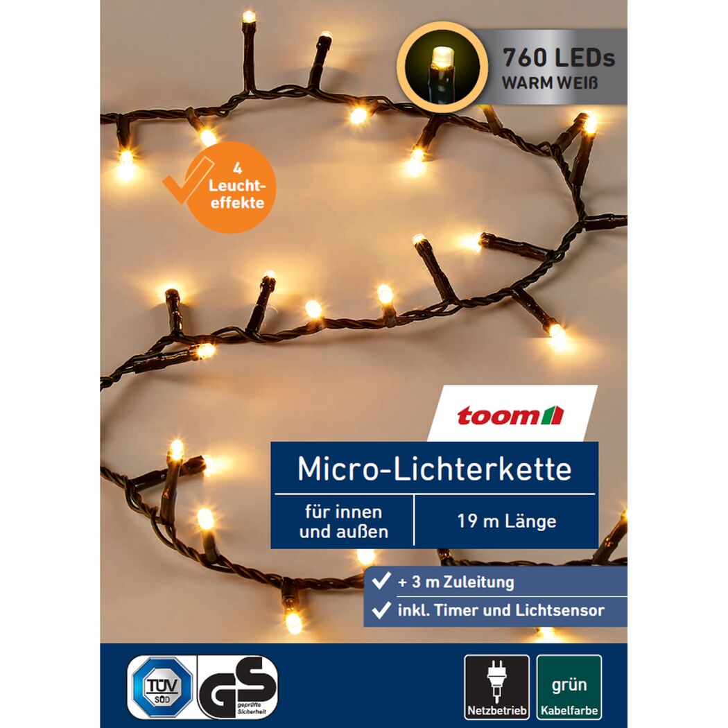 LED-Micro-Lichterkette 760 LEDs warmweiß 1900 cm