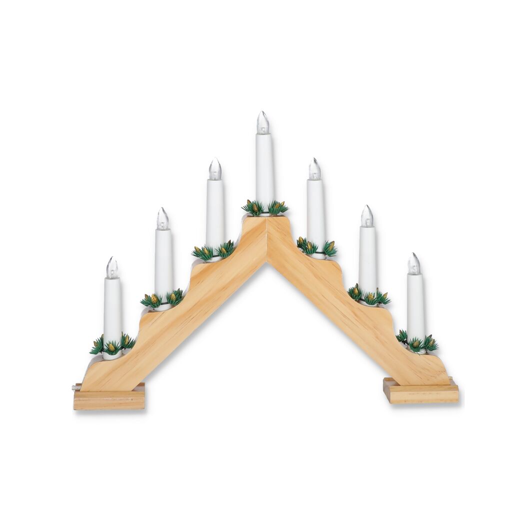 LED-Schwedenleuchter natur 7 LEDs warmweiß 39 x 30 cm