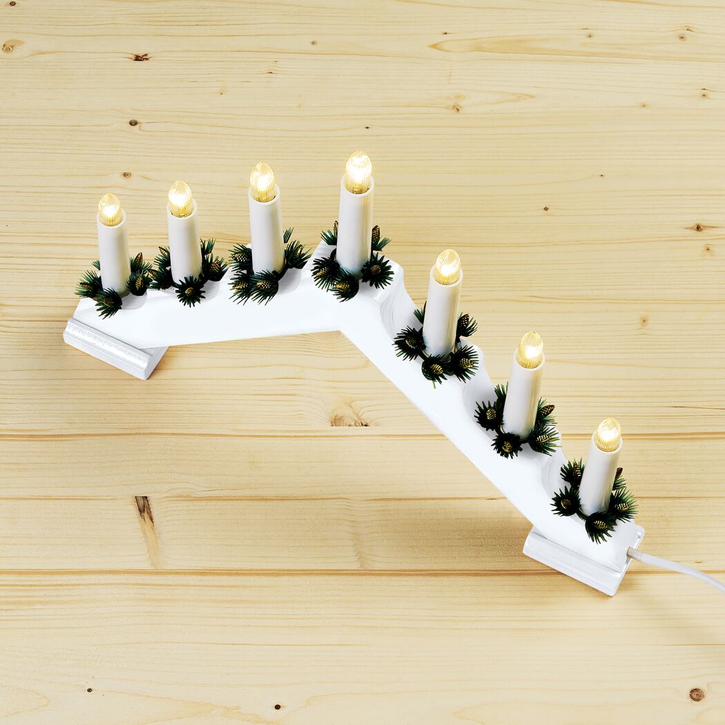 LED-Schwedenleuchter weiß 7 LEDs warmweiß 39 x 30 cm