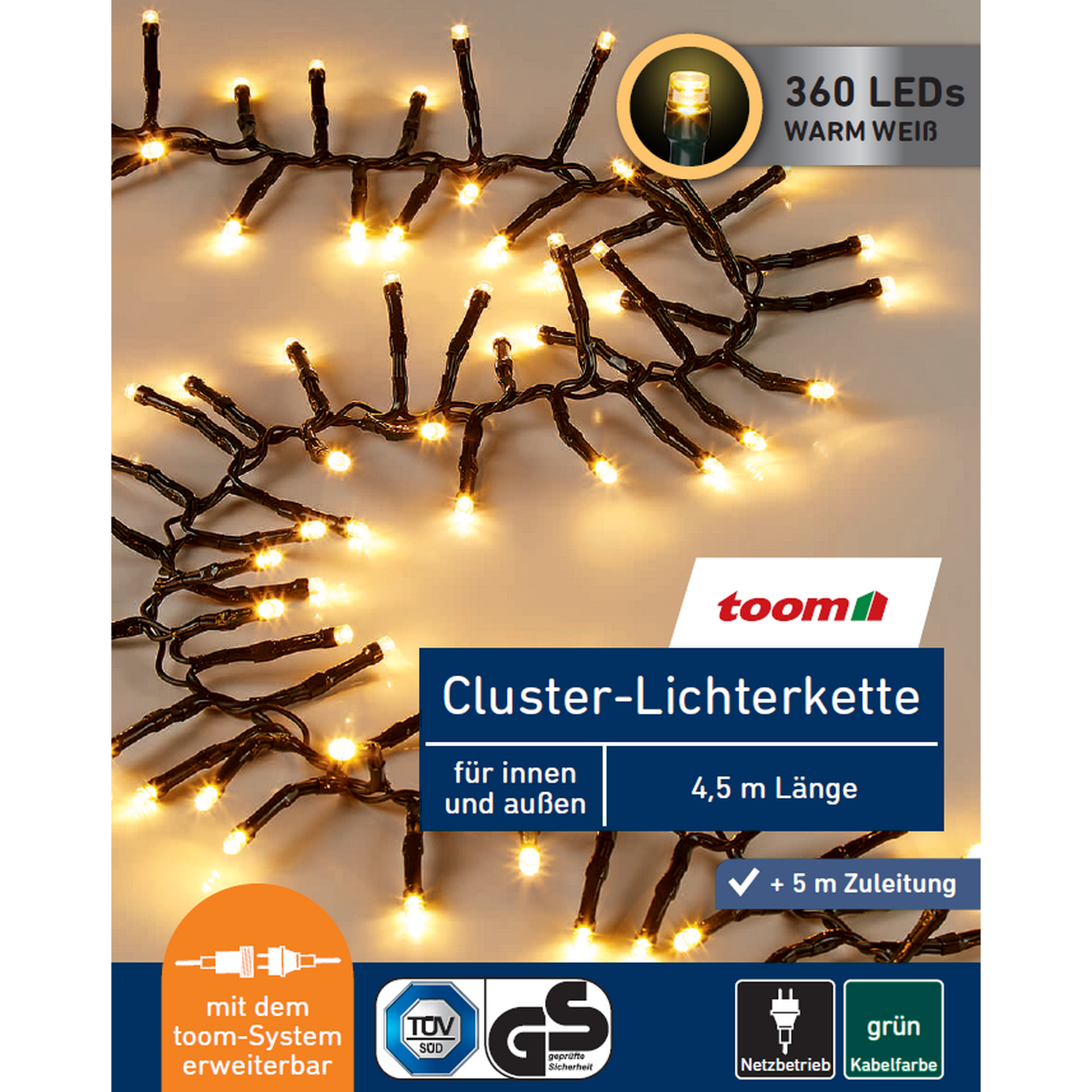LED-Cluster-Lichterkette 360 LEDs warmweiß 450 cm + product picture