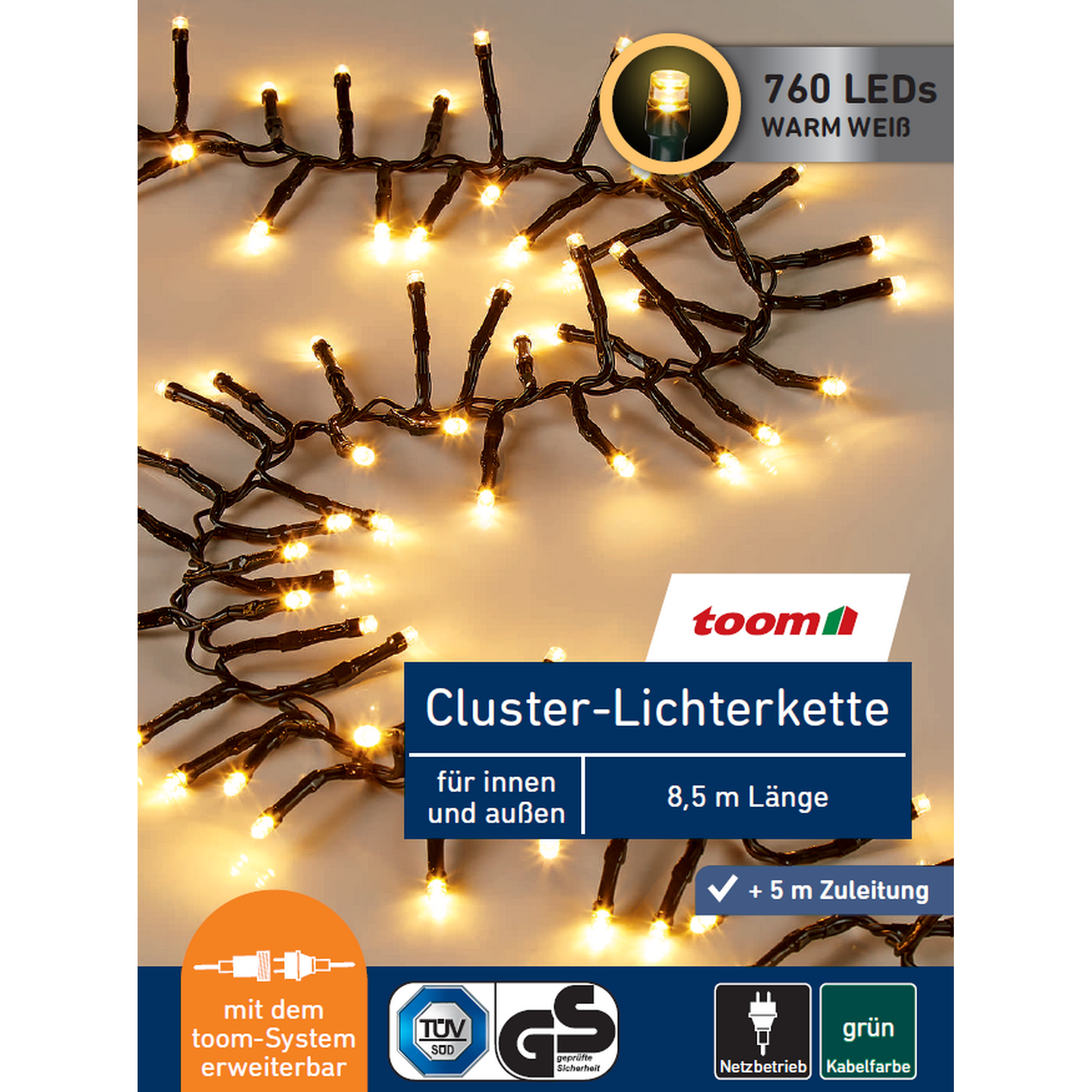 LED-Cluster-Lichterkette 760 LEDs warmweiß 850 cm + product picture