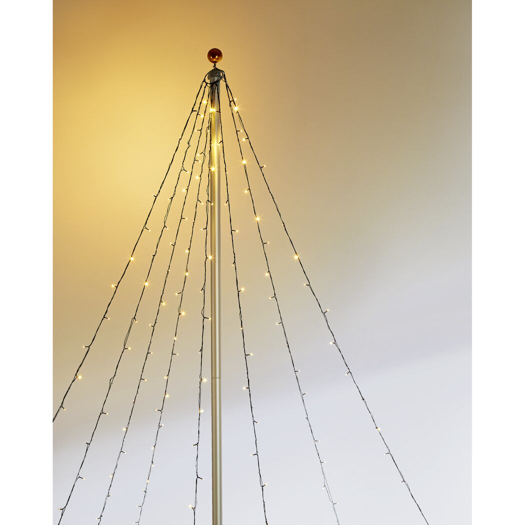 LED-Fahnenmast-Lichterkette 400 LEDs warmweiß 8 Stränge 800 cm
