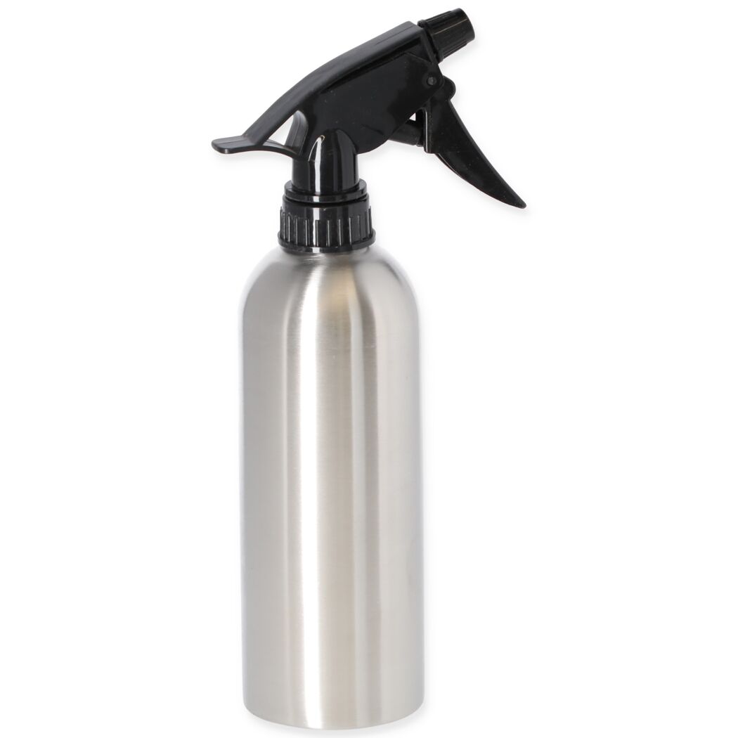 Sprühflasche aus Edelstahl mit schwarzem Sprühkopf
