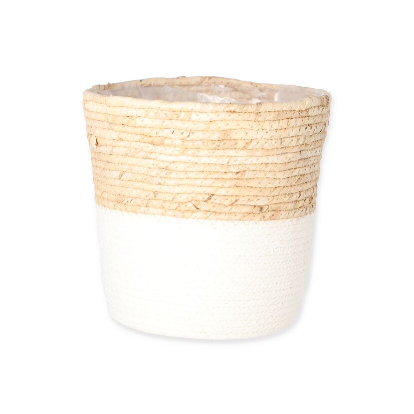 Beige-weißer Seegraskorb