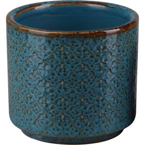 Übertopf Keramik blau/braun glasiert Ø 9,4 x 8,5 cm
