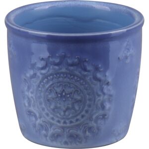 Übertopf Keramik blau glasiert Ø 8,3 x 7,5 cm