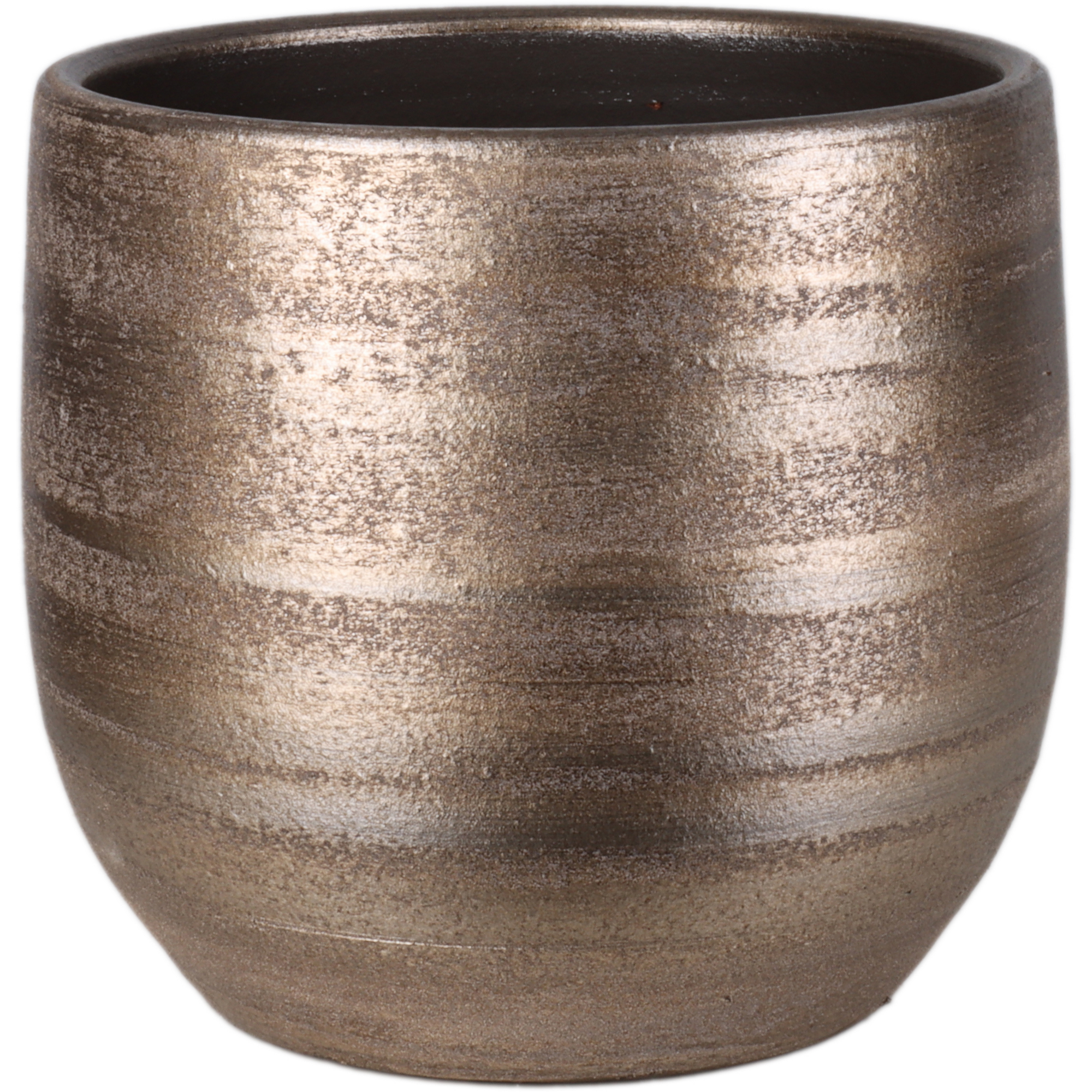 Übertopf 'Hammerschlag' Keramik silber matt rund bauchig Ø 19 x 16 cm