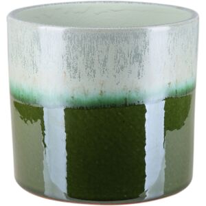Übertopf 'Mondego' Keramik grün/silbern glasiert glänzend rund Ø 18 x 17 cm