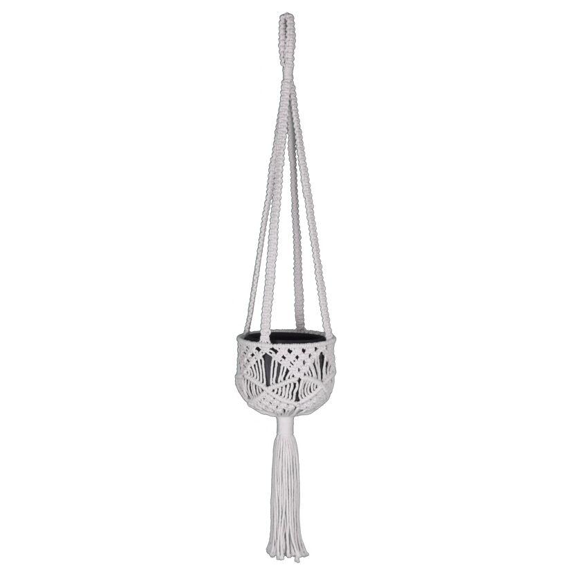 Makramee-Hängeampel Baumwolle natur 80 cm mit PE-Beutel Ø 15 x 30 cm