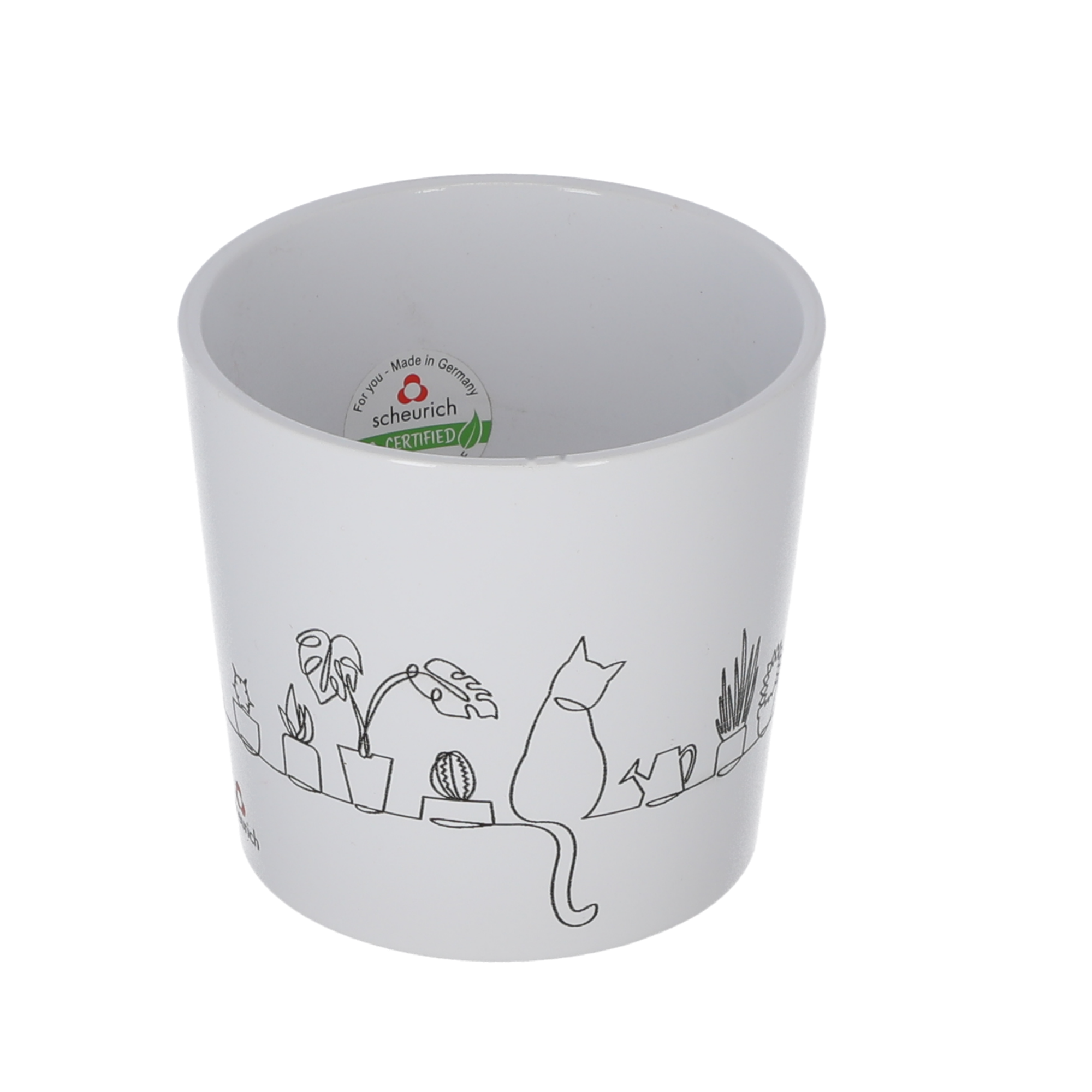 Übertopf 'Catview' weiß 13 x 12 cm