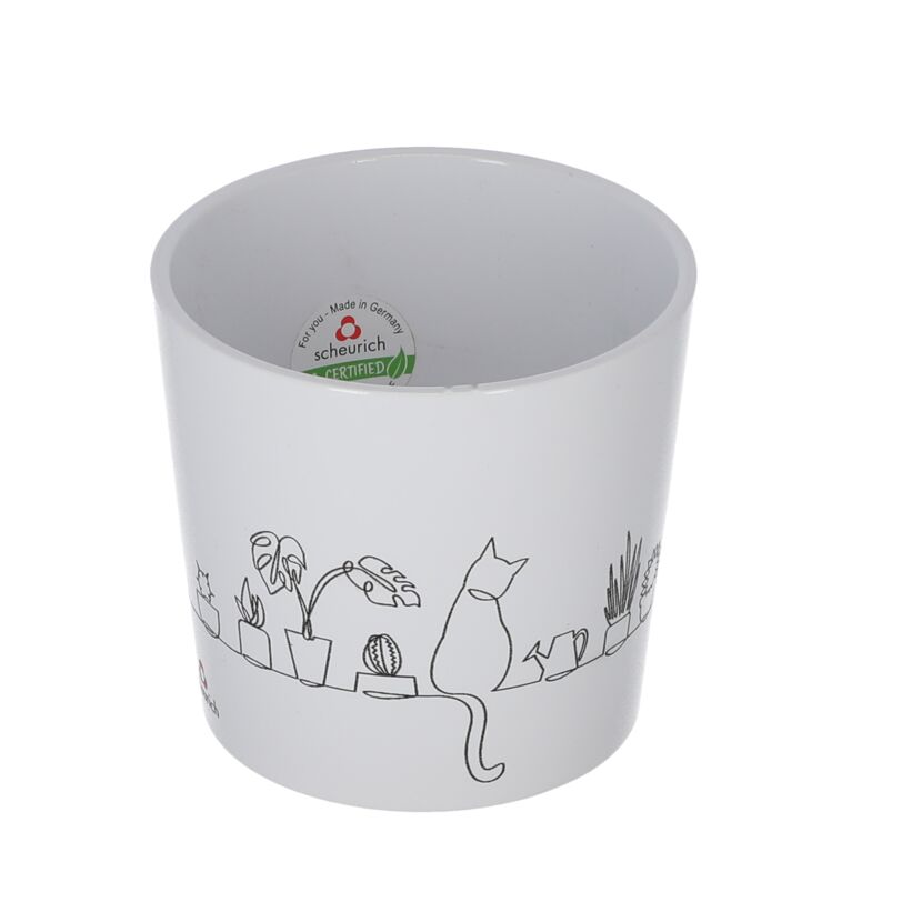 Übertopf 'Catview' weiß 13 x 12 cm