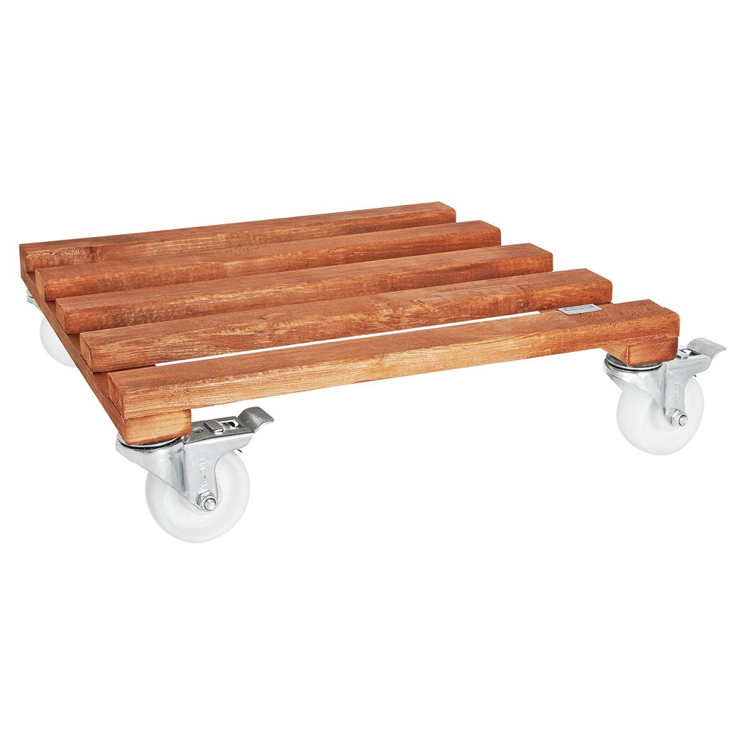 Holzroller mit weißen Rollen