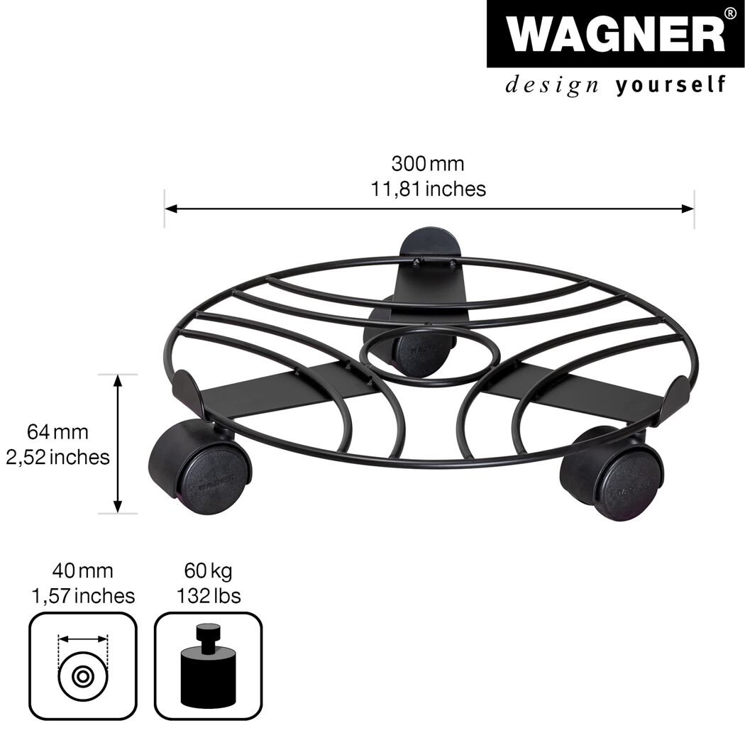 Pflanzenroller 'Black Edition GH 0935' Stahl schwaarz Ø 30 x 6,4 cm