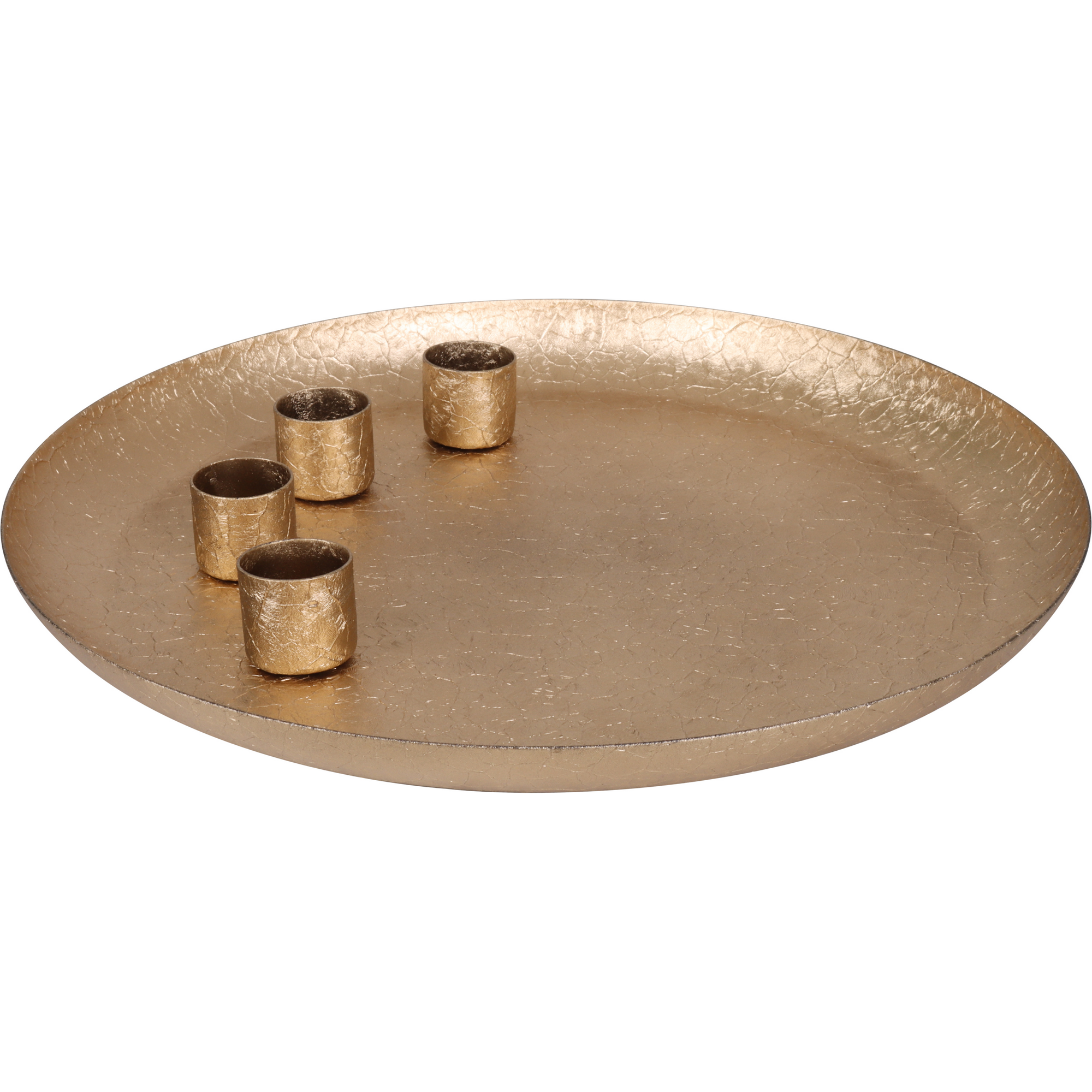 Adventsteller mit 4 magnetischen Kerzenhaltern lackiert goldfarben Metall Ø 25 x 3 cm + product picture
