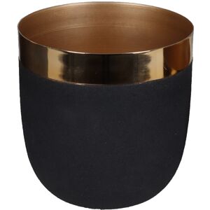 Metallübertopf lackiert schwarz mit Goldrand 13 x 13 cm