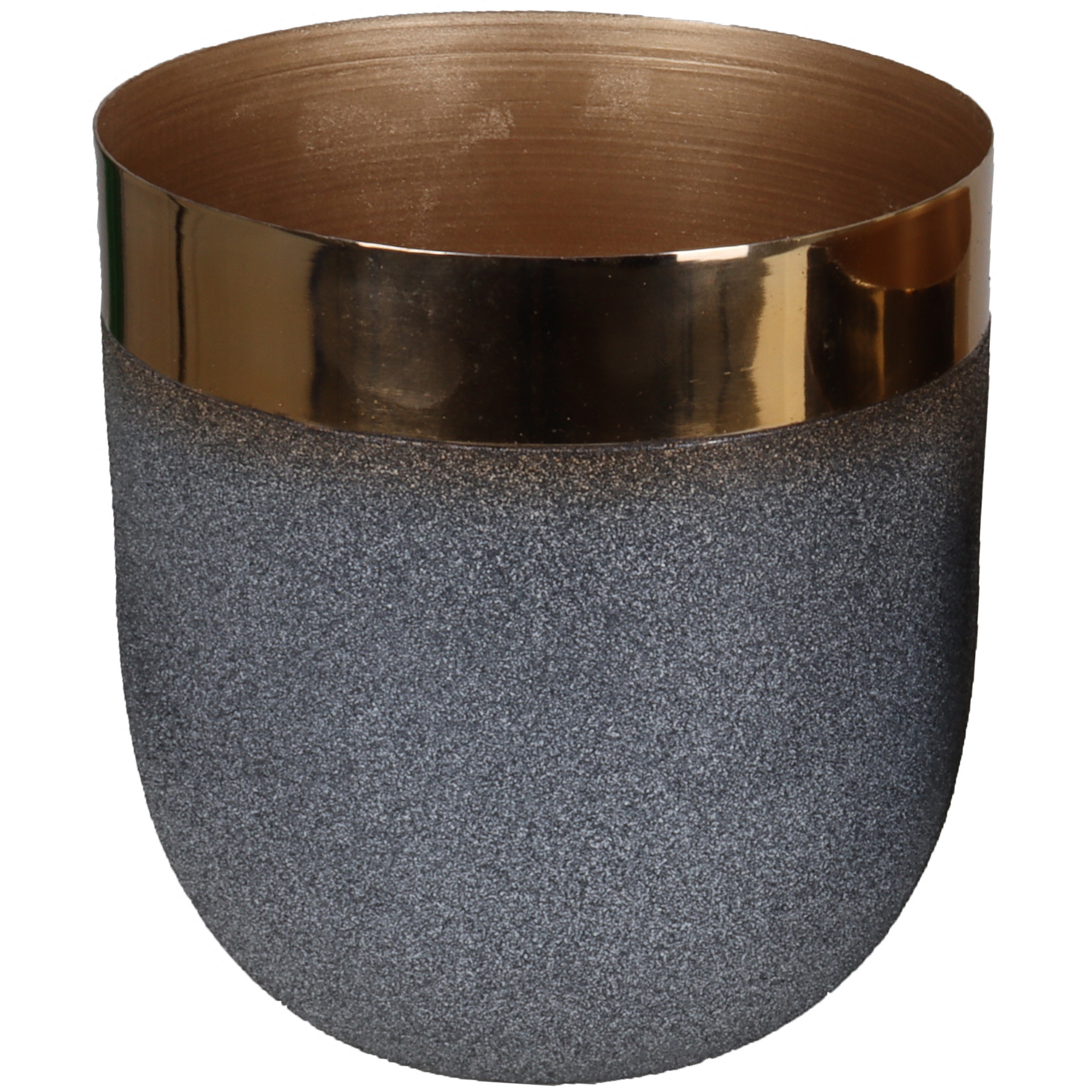 Metallübertopf lackiert grau mit Goldrand 10 x 10 cm + product picture