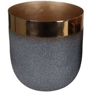 Metallübertopf lackiert grau mit Goldrand 10 x 10 cm