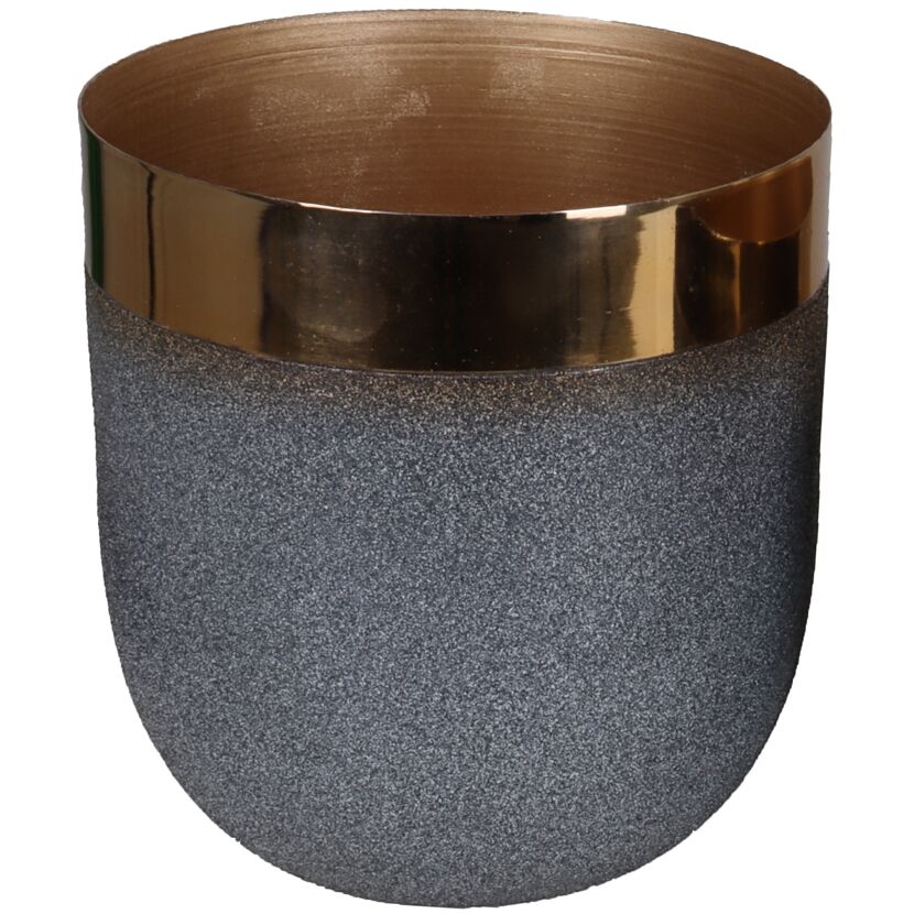 Grau-goldener Metalltopf