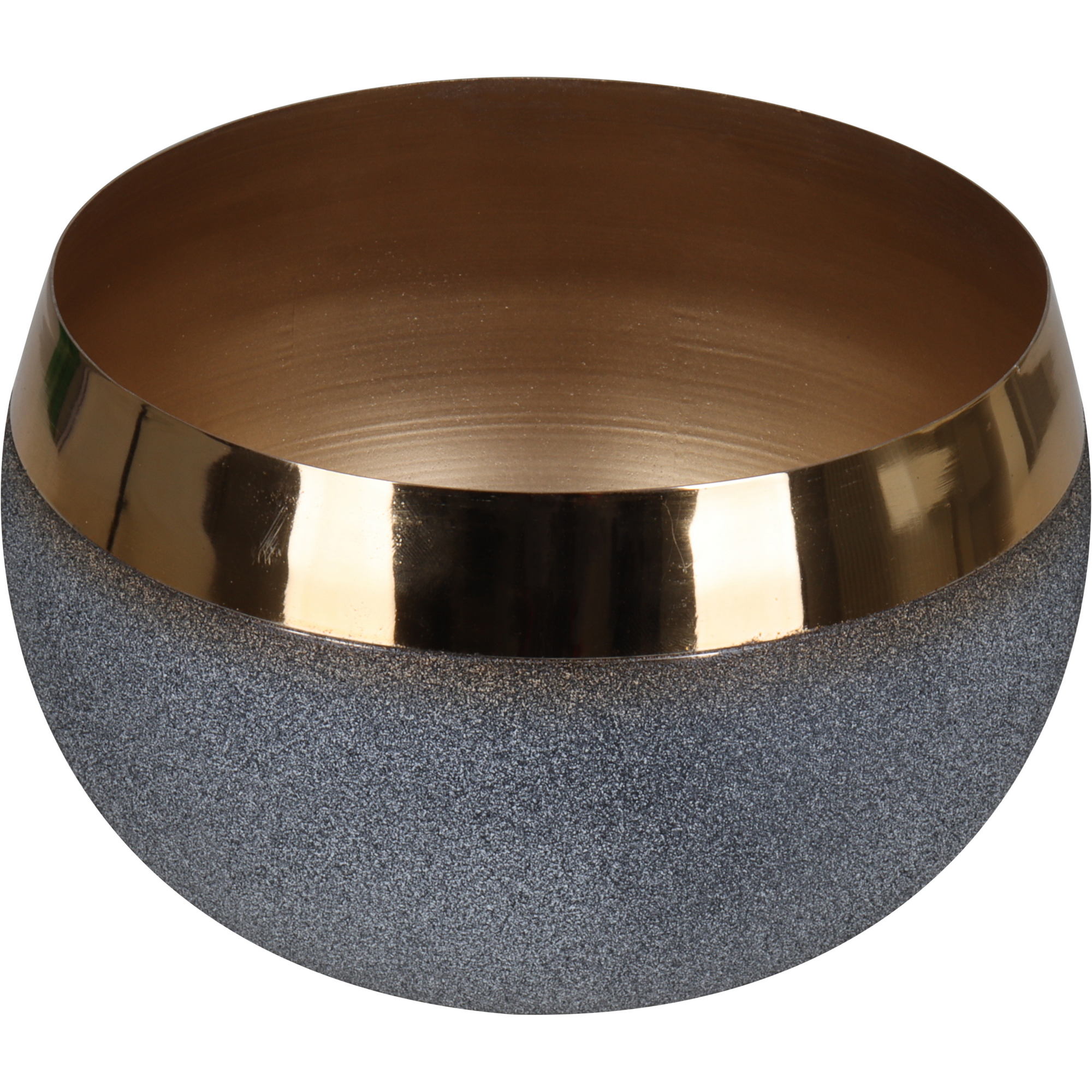Metallübertopf lackiert grau mit Goldrand 15 x 17 x 12 cm + product picture