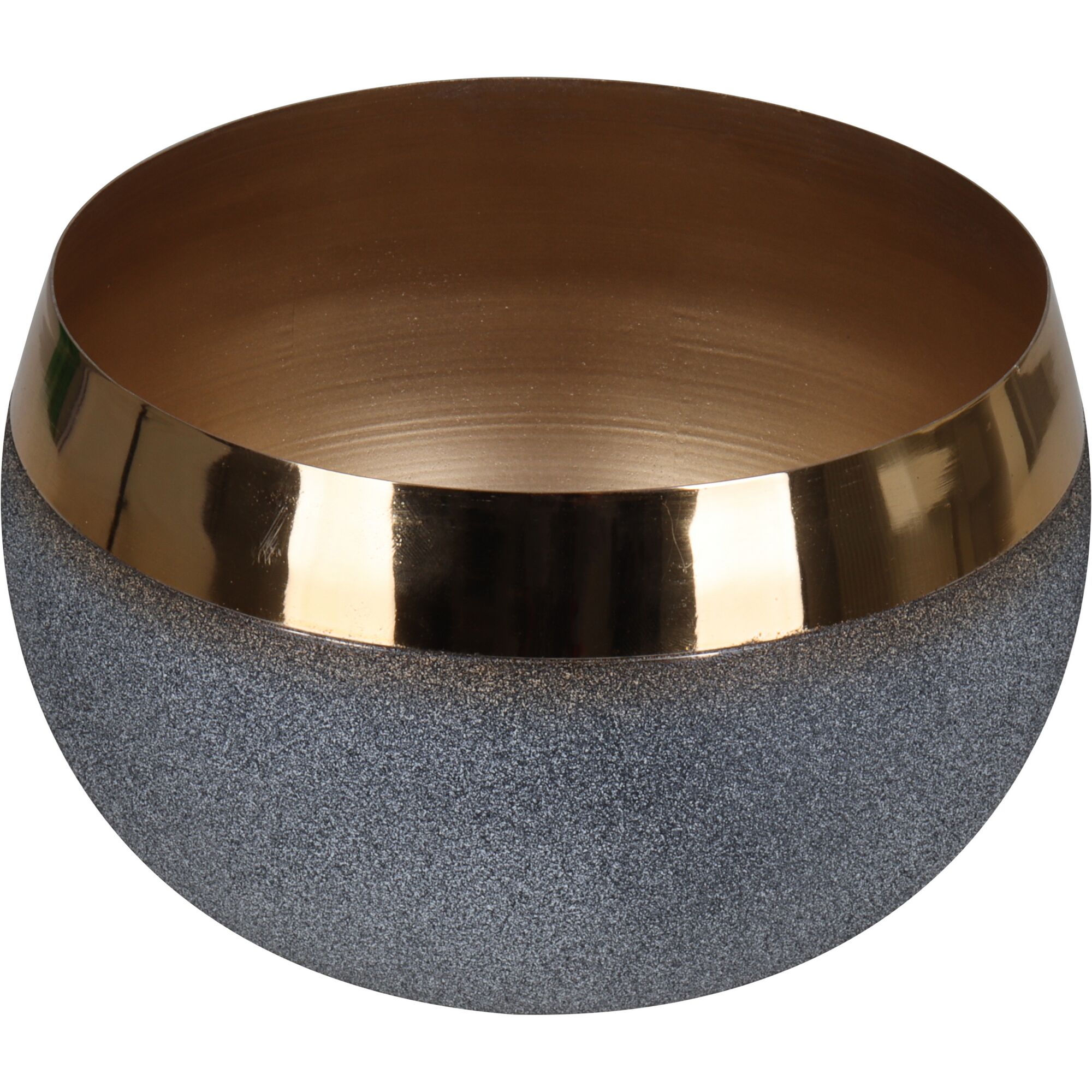Grau-goldener Metalltopf