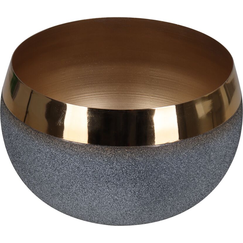 Grau-goldener Metalltopf