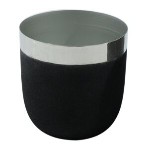 Metallübertopf lackiert schwarz mit Silberrand 13 x 13 cm