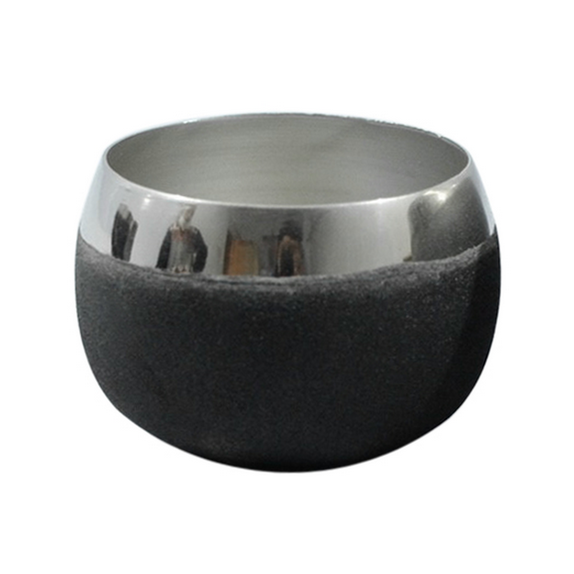 Metallübertopf lackiert schwarz mit Silberrand 9 x 10 x 7 cm + product picture