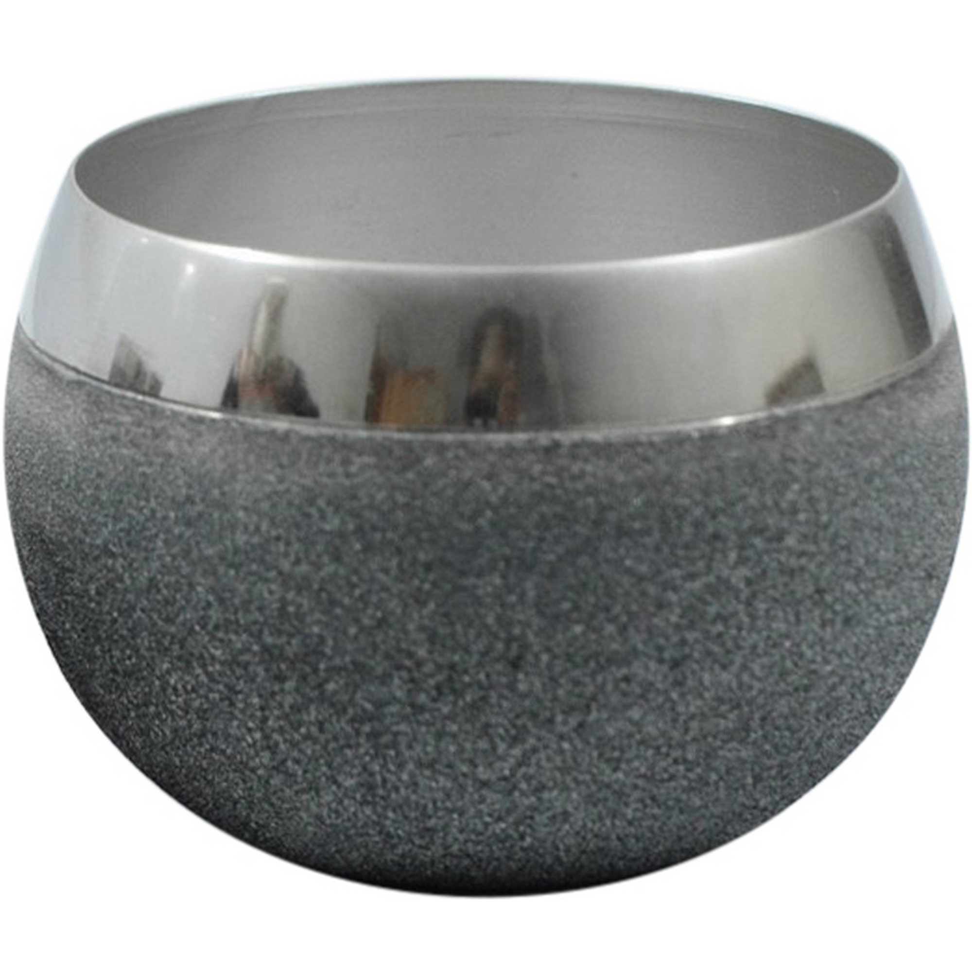 Metallübertopf lackiert grau mit Silberrand 9 x 10 x 7 cm + product picture