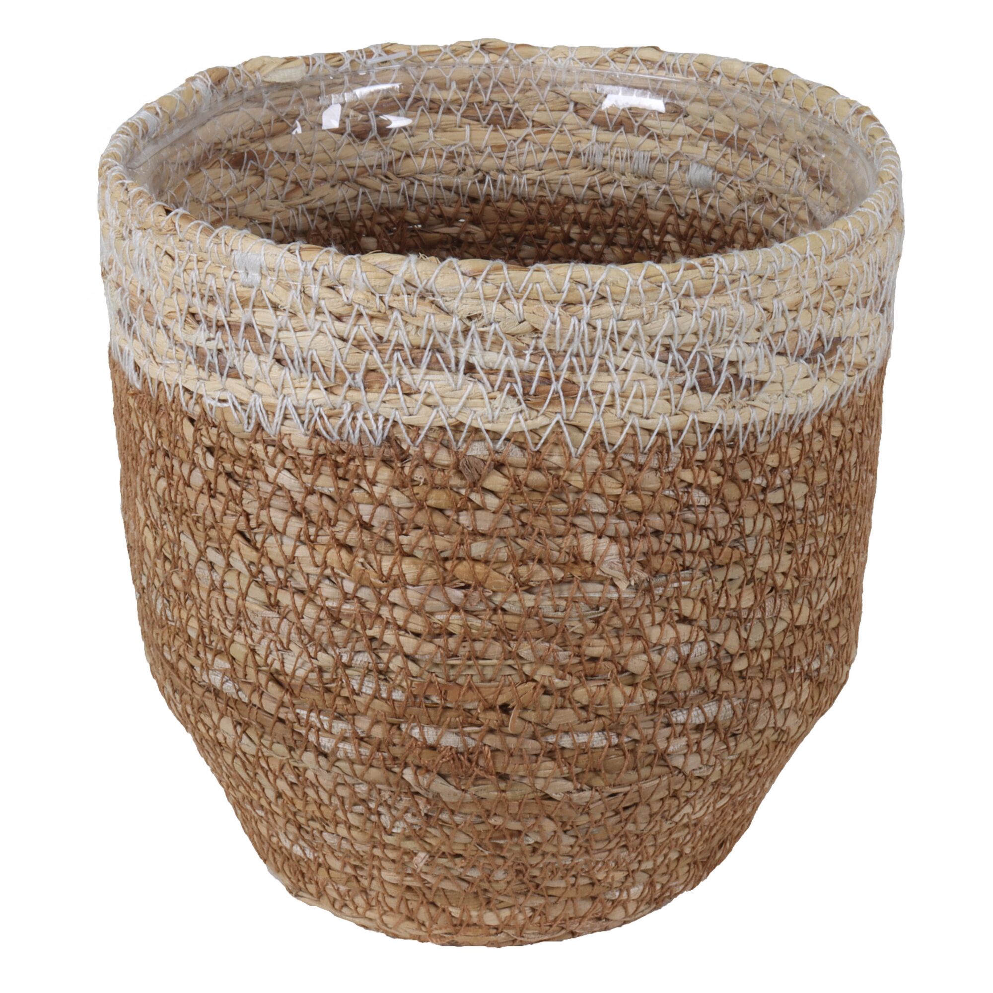 Geflochtener Übertopf mit Kunststoffeinsatz