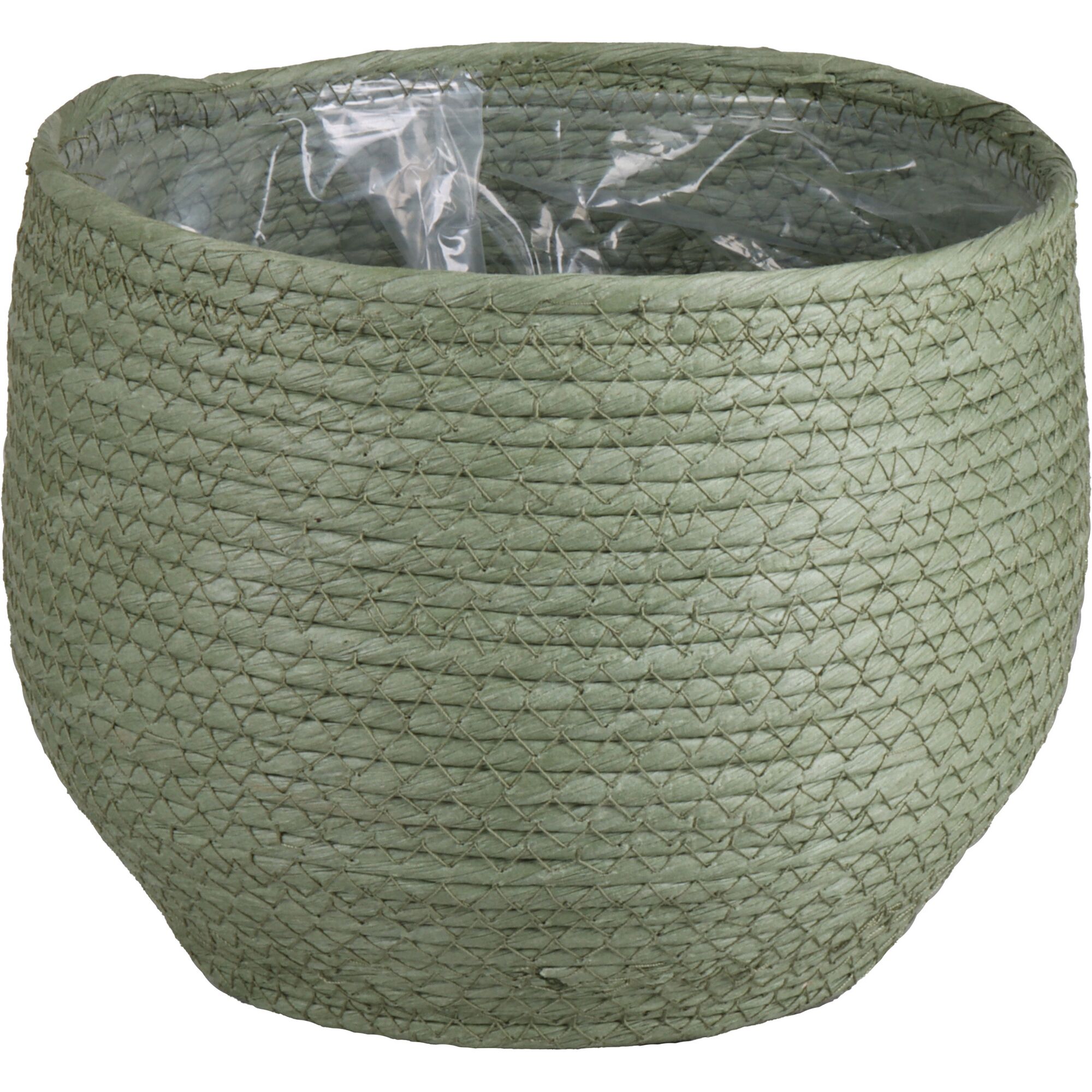 Grüner Übertopf aus Seegras