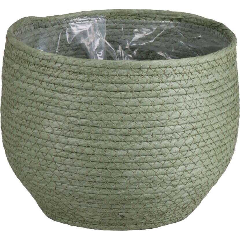 Grüner Übertopf aus Seegras