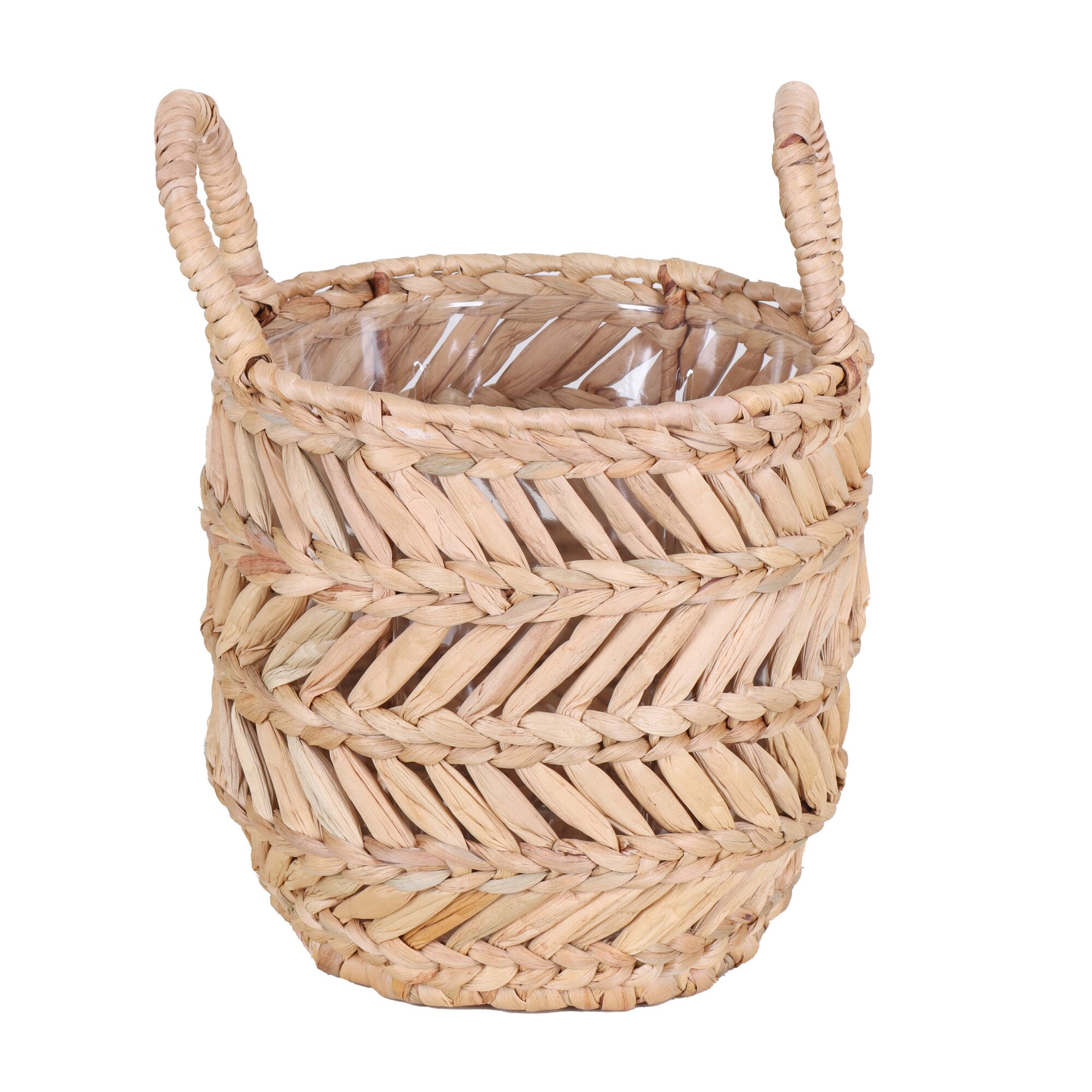 Geflochtener Übertopf mit Henkeln