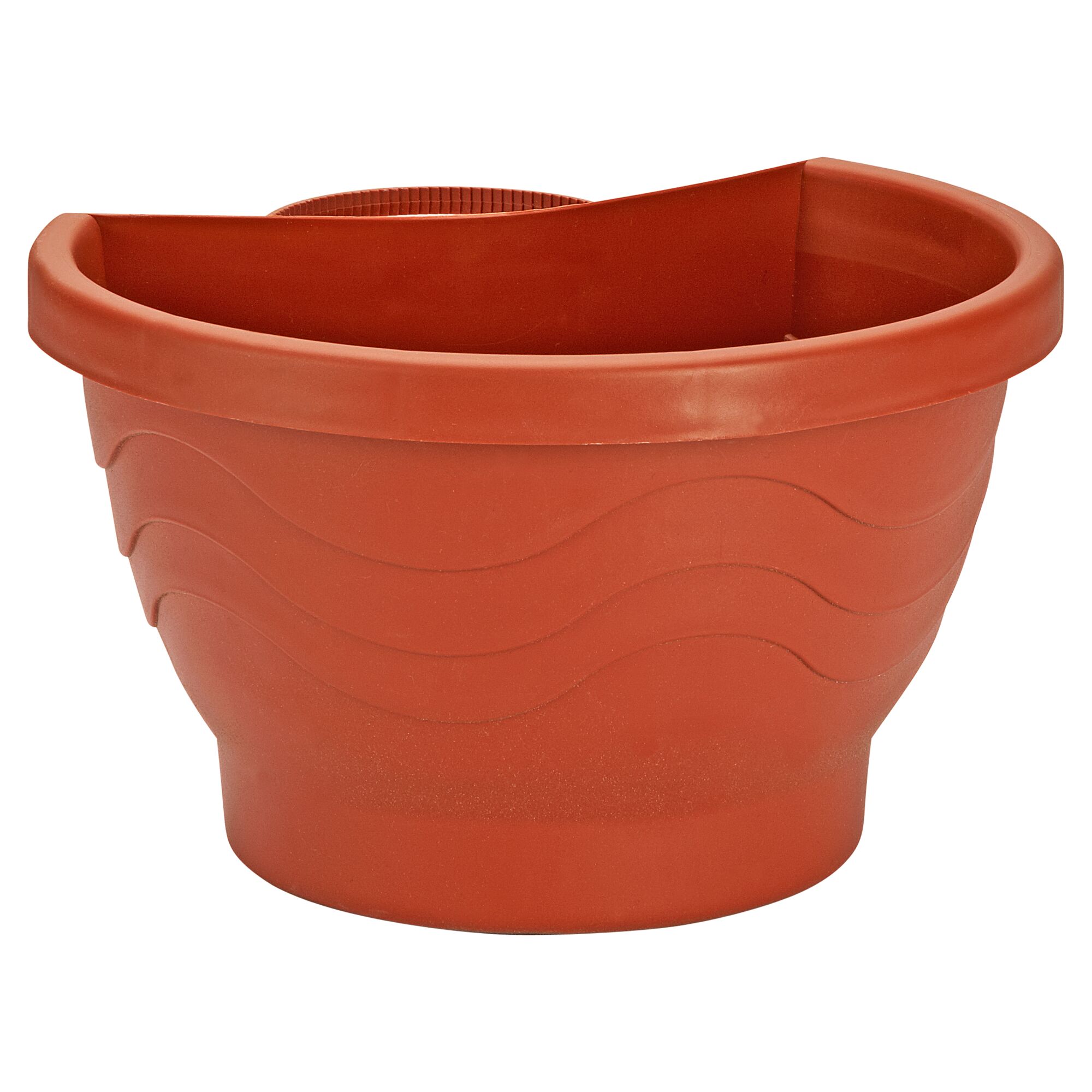 Terracottafarbener Blumenkasten für die Wand.