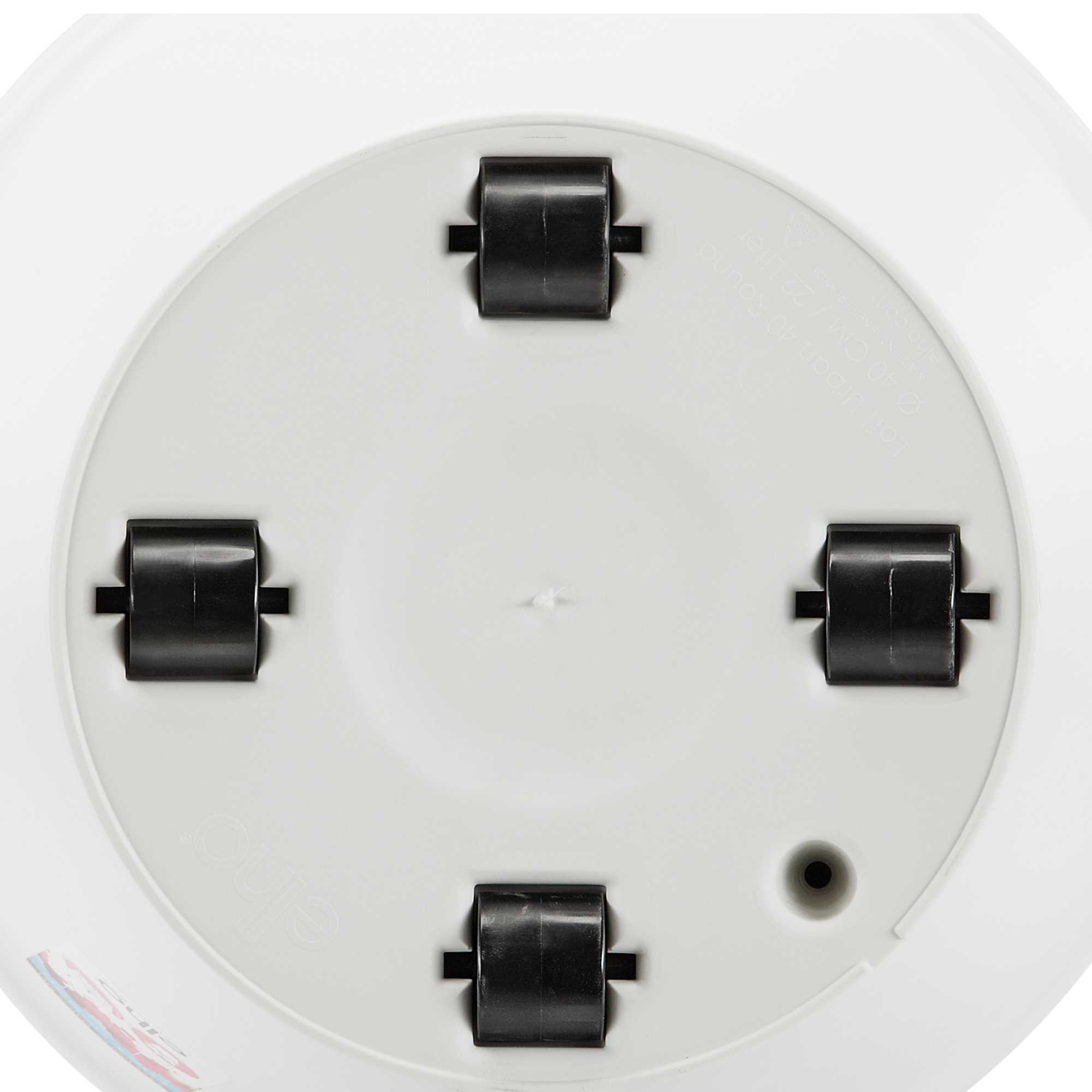 Unterseite eines Blumentopfs mit Rollen