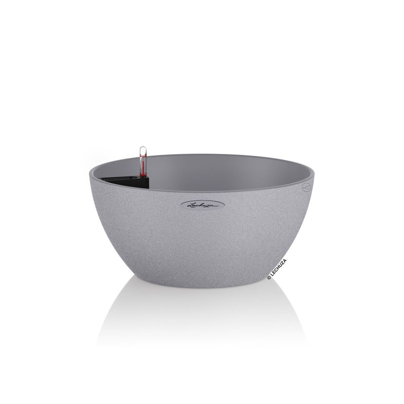 Grauer Lechuza Pflanztopf Cubeto Stone mit Wasserspeicher