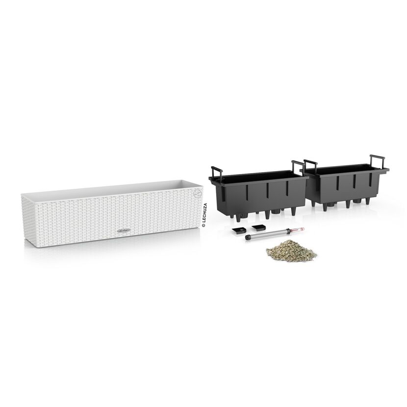 Lechuza Balkonkasten Cottage 80 cm weiß, Einzelteile