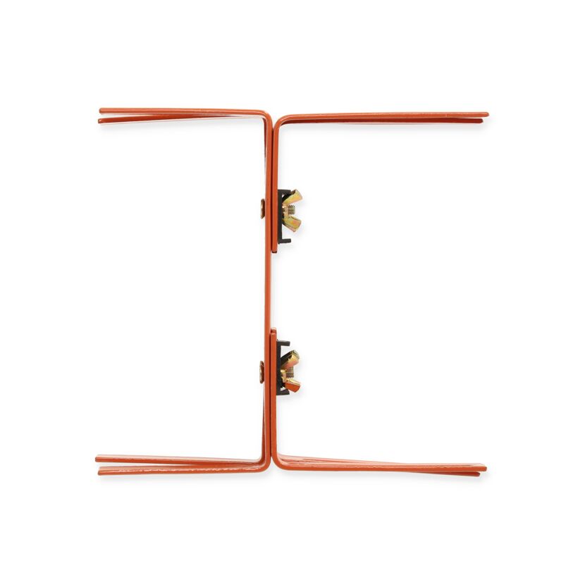 Zwei orangefarbene Balkonkastenhalter Typ H terra