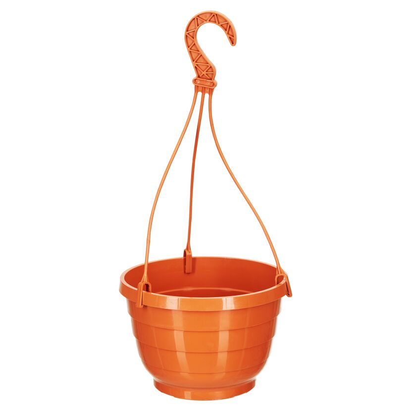 Hängende Blumenampel in orange