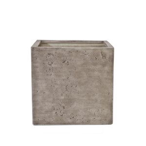 Pflanzgefäß 'Mayon' Polyfibre Steinoptik braun eckig 40 x 40 x 40 cm